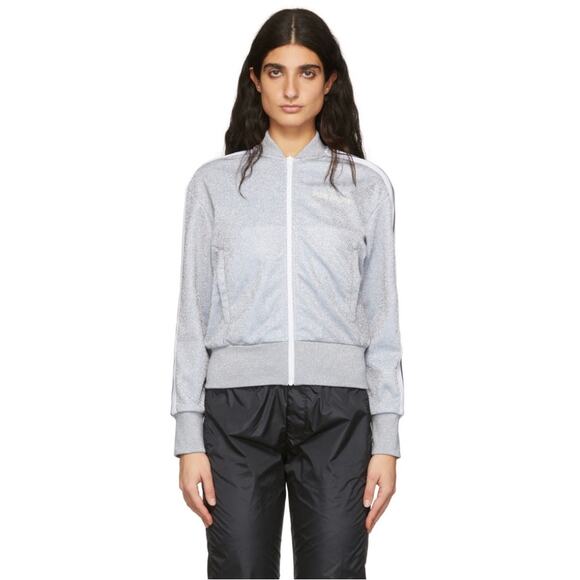 Palm Angels Glittery Lurex Bomber Striped Logo Track Jacket - Picture 3 of 15
